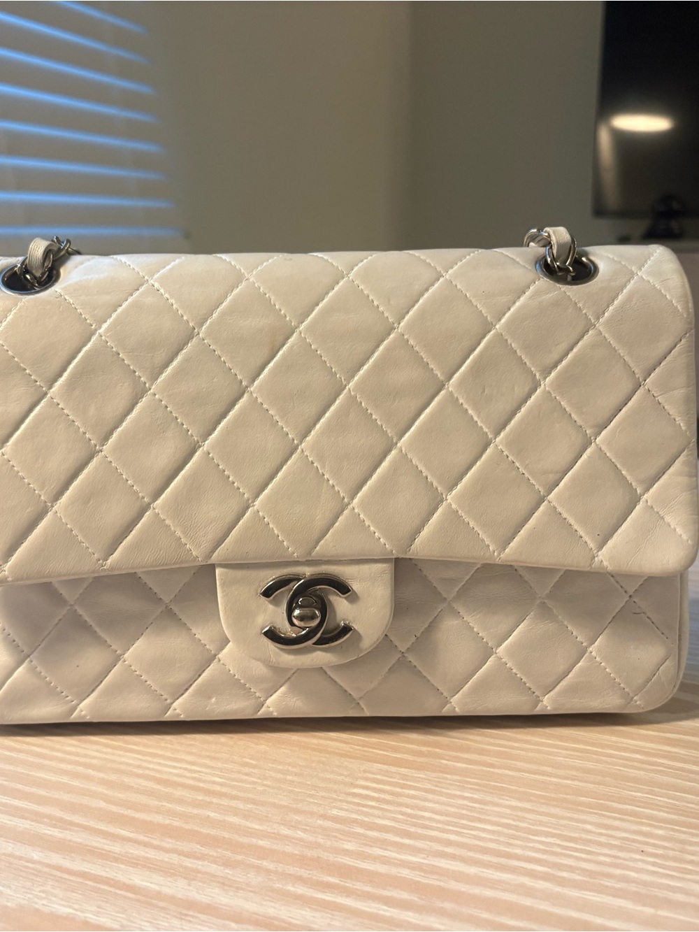 CHANEL White Quilted Lambskin Classic Flap Medium - Picture 7 of 12